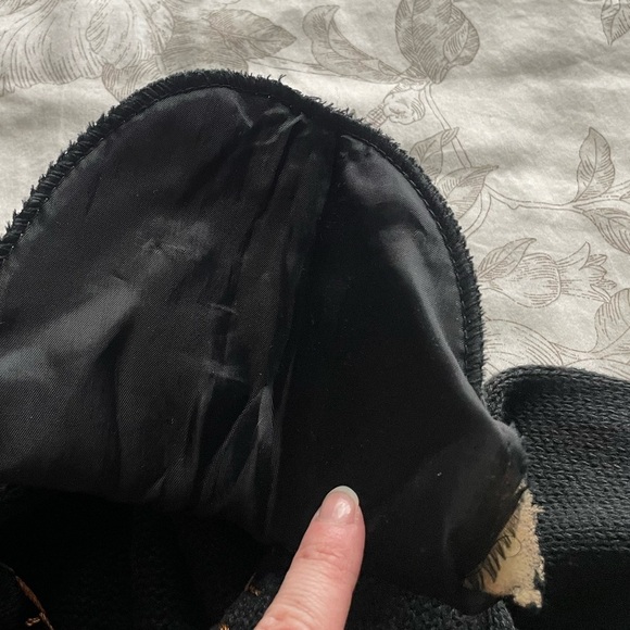 VTG 90s Patchwork Fall Leaves Button Cardigan 1X Black Halloween Thanksgiving - Picture 4 of 12